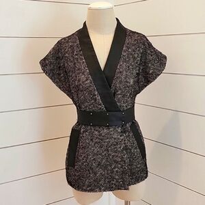 FRENCH CONNECTION size 4 faux leather mixed media jacket